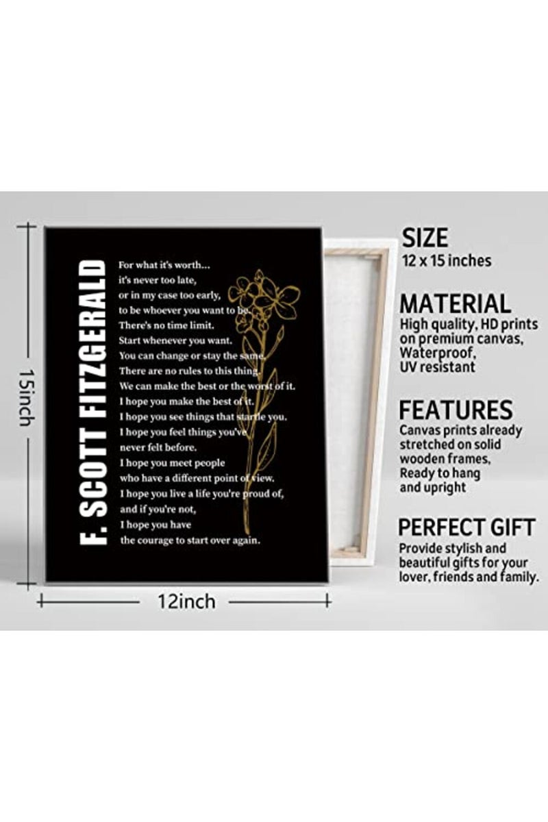 WKYAER F. Scott Fitzgerald Inspirational Canvas Wall Art - Image 3