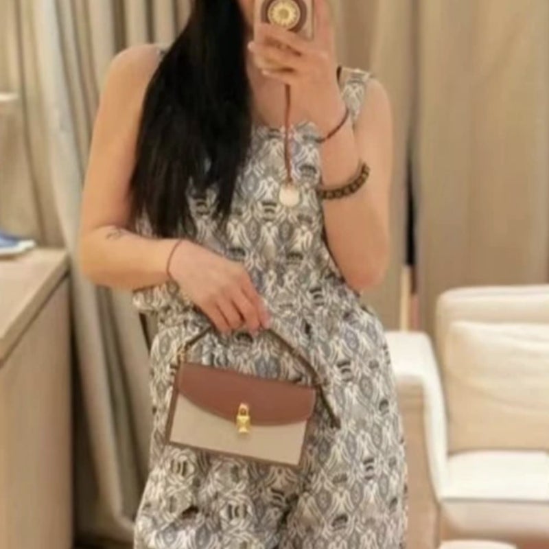 New Lp Canvas Leather Lock Small Square Bag Single Shoulder Crossbody Handbag Commuter Casual Simple Envelope Women'S Bag - Image 2