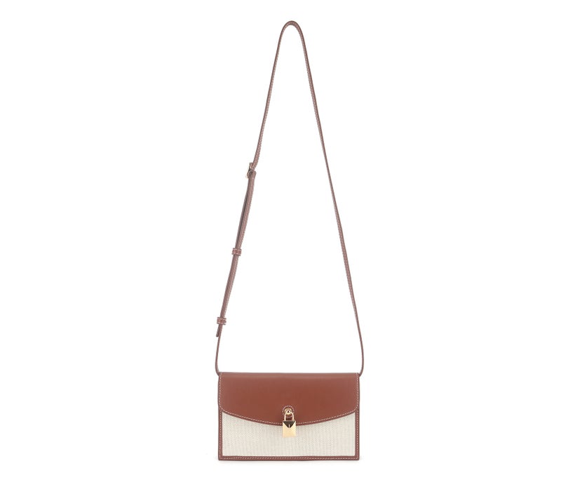 New Lp Canvas Leather Lock Small Square Bag Single Shoulder Crossbody Handbag Commuter Casual Simple Envelope Women'S Bag - Image 1
