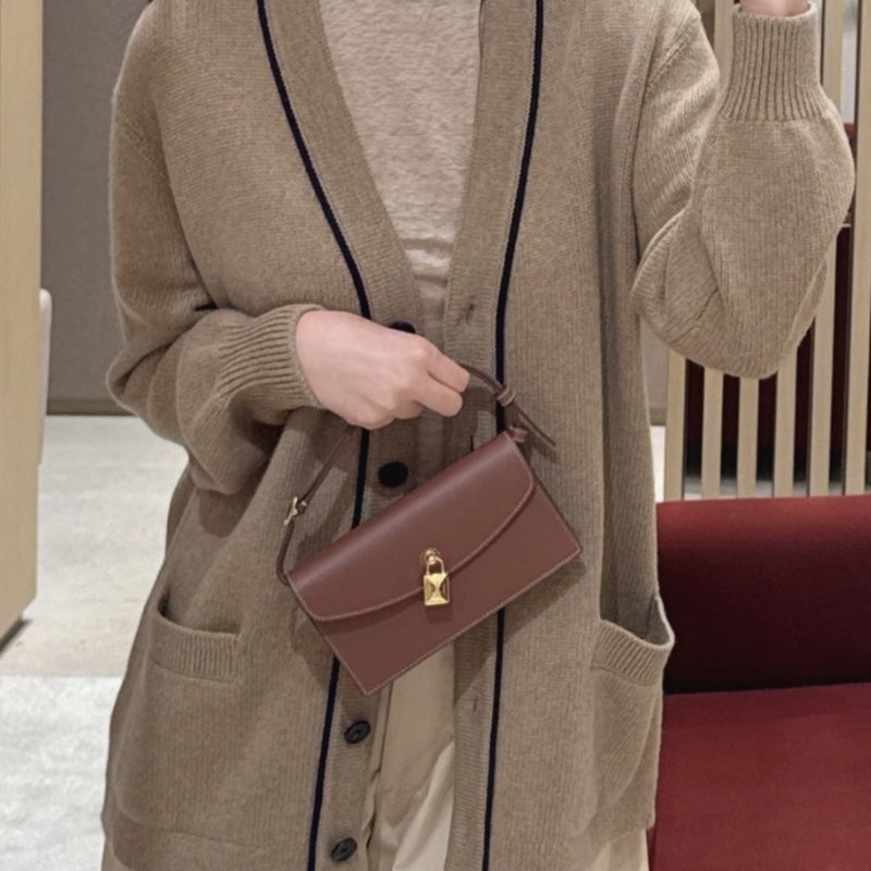 New Lp Canvas Leather Lock Small Square Bag Single Shoulder Crossbody Handbag Commuter Casual Simple Envelope Women'S Bag - Image 3