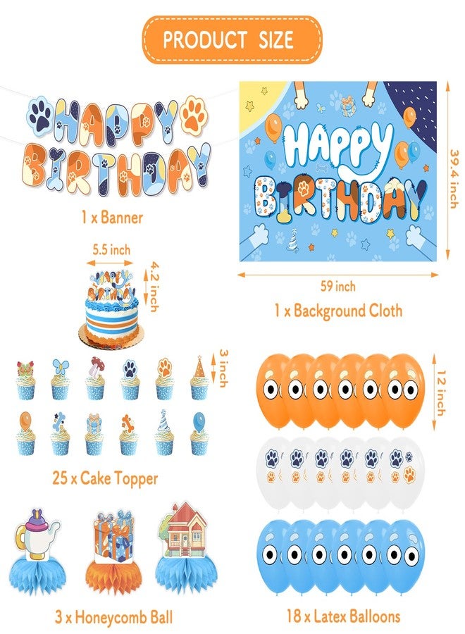 NF orange Blue Dog Birthday Party Decorations, Blue Dog Themed Party Supplies Set - Includes Happy Birthday Banner, Balloons, Backdrop, Cake Decorations & Honeycomb Centerpieces - Image 3