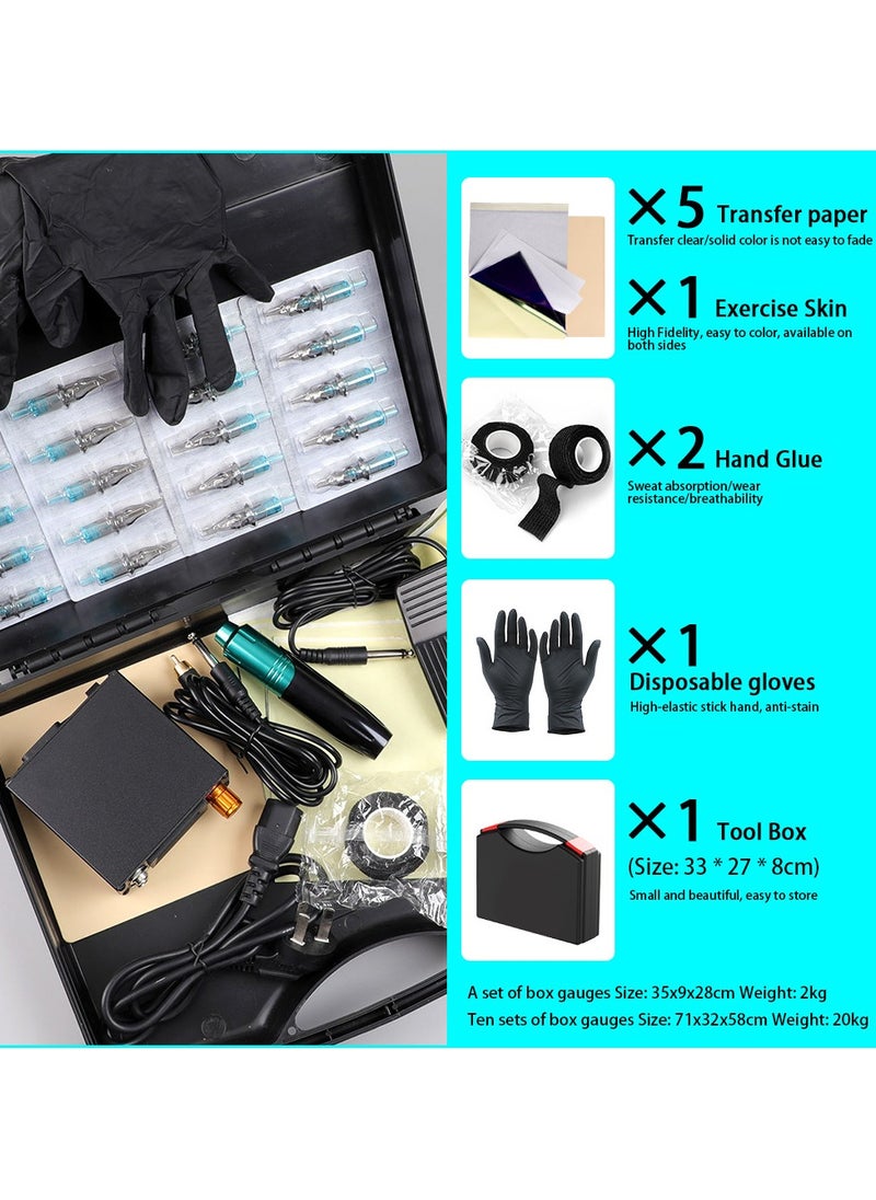 Generic - Rotary Tattoo Pen Kit, Personal Durable Tattoo Making Machine Set, Motor Machine Tattoo Machine All-in-one Tattoo Equipment, (Deep Black Gold) - Image 1