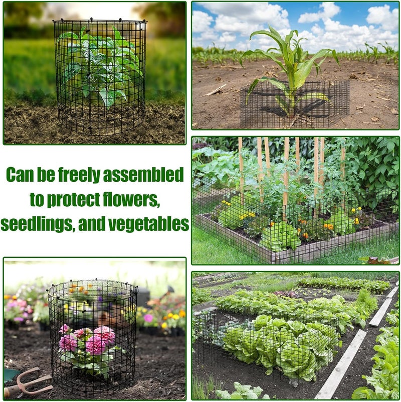 Ahier 10 PCS Chicken Wire Plant Protector from Animals with Covers, Plant Cages for Outdoor Plants to Keep Animals Out Including 30pcs Pre-Bent Metal Mesh, Ground Stakes, Labels, Clip, Ties and Gloves - Image 5
