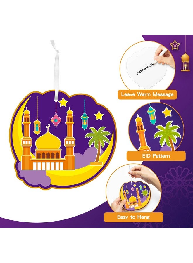 WATINC Ramadan Stickers Craft Gifts for Kids 123pcs Eid Mubarak Kareem Mosque Scene Sticker Hanging Ornament Kit, Make Your Own Al-fitr Scene Decal, DIY Religious Art Label for Home School Classroom - Image 3