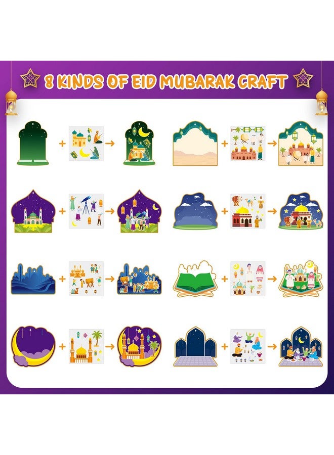 WATINC Ramadan Stickers Craft Gifts for Kids 123pcs Eid Mubarak Kareem Mosque Scene Sticker Hanging Ornament Kit, Make Your Own Al-fitr Scene Decal, DIY Religious Art Label for Home School Classroom - Image 4