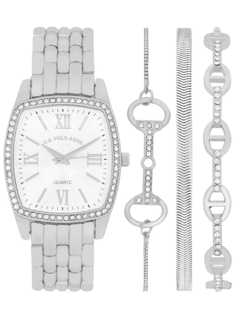 U.S. Polo Assn. Women's Quartz Watch Analog Display and Silver Plated Set watch  - Image 1