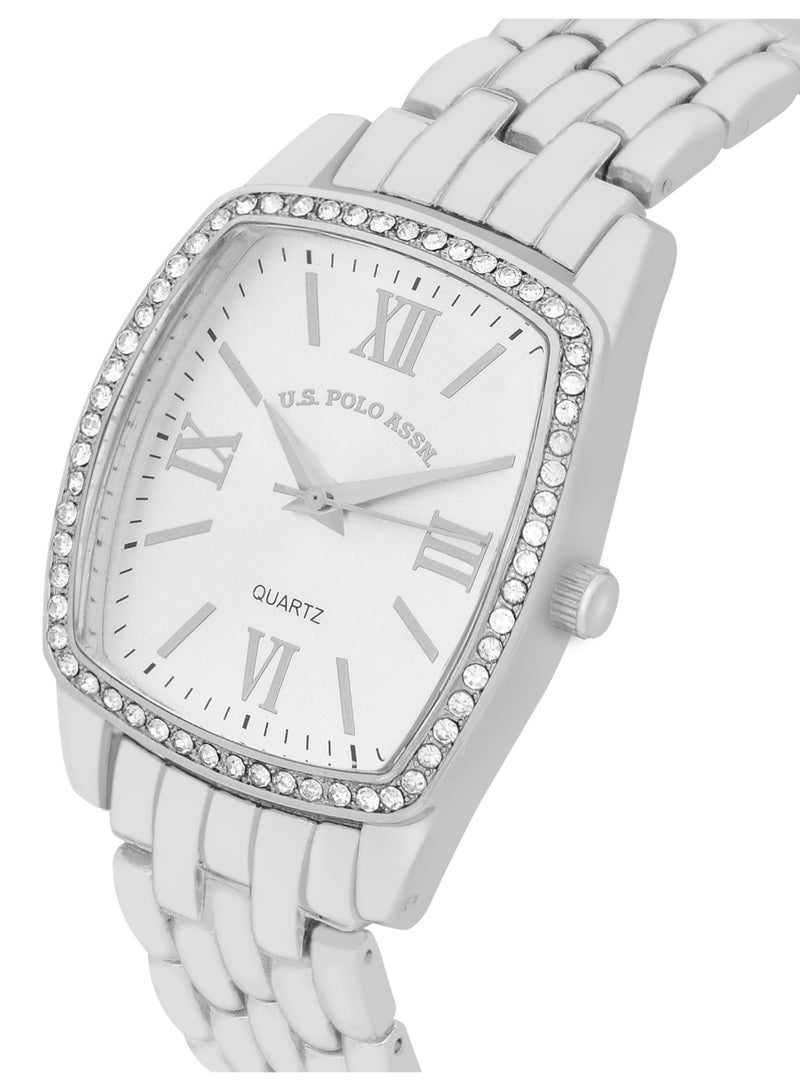 U.S. Polo Assn. Women's Quartz Watch Analog Display and Silver Plated Set watch  - Image 2