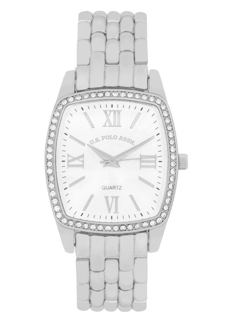 U.S. Polo Assn. Women's Quartz Watch Analog Display and Silver Plated Set watch  - Image 3