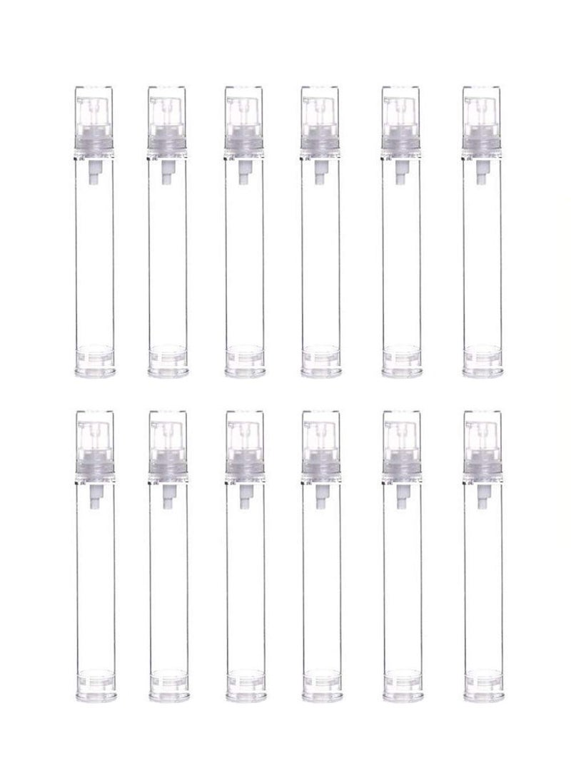 Elandy - 12Pcs Portable Empty Refillable Clear Plastic Airless Vacuum Pump Bottle Cosmetic Make-up Cream Lotion Sample Packing Toiletries Liquid Storage Container Vial Jars(15ml/0.5oz) - Image 1