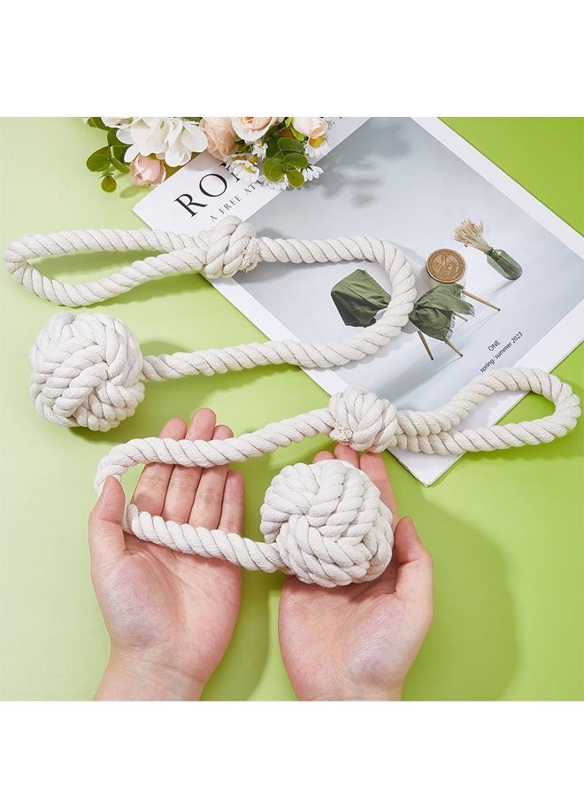 2 items Curtain Tiebacks Cotton Rope Knot Curtain Tie Solid Color Polyester Cotton Curtain Fastener Curtain Accessories Suitable for Curtains Screens Door Curtains Single Beige - Image 3