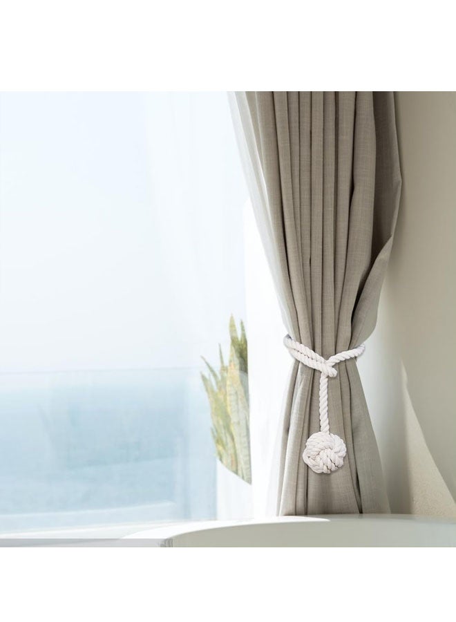 2 items Curtain Tiebacks Cotton Rope Knot Curtain Tie Solid Color Polyester Cotton Curtain Fastener Curtain Accessories Suitable for Curtains Screens Door Curtains Single Beige - Image 5