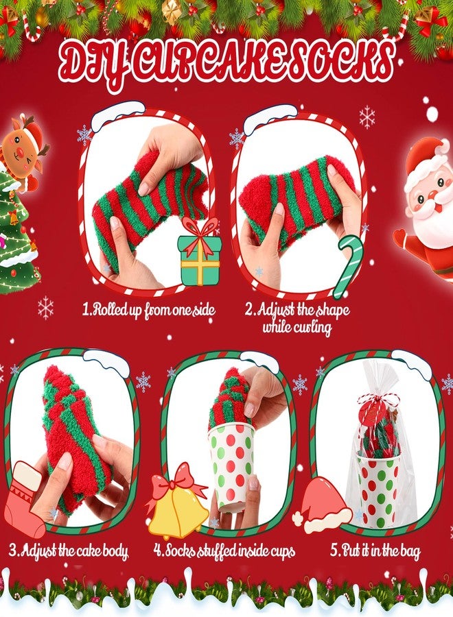 Cutecrop جوارب كيوت كروب النسائية الناعمة المزينة برسومات كب كيك عيد الميلاد، 30 زوجًا، مع بطاقات عيد الميلاد، هدية مثالية لفصل الشتاء أو كهدية يمكنك صنعها بنفسك (منقطة). - Image 3