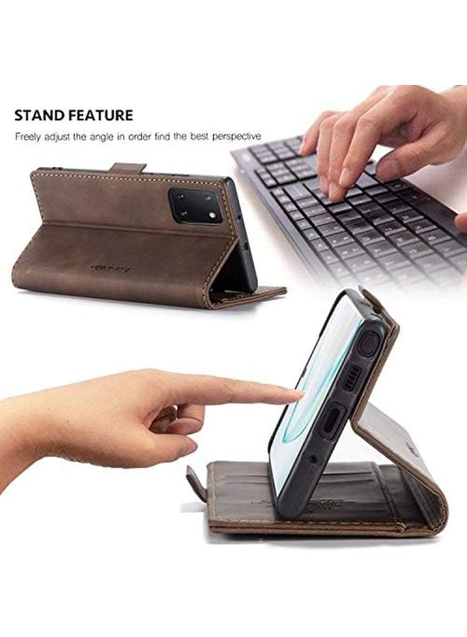 إيروريكس جراب محفظة جلدي لهاتف Samsung Note 10 Lite Galaxy A81 بتصميم كلاسيكي مع فتحة بطاقة وإغلاق مغناطيسي جراب لهاتف Samsung Galaxy Note 10 Lite Galaxy A81 Galaxy M60S Note10 Lite Coffee - Image 3