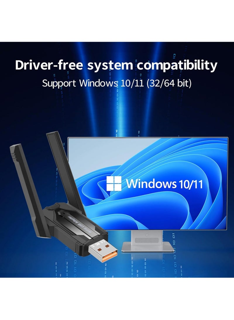 Rock Pow WiFi Bluetooth Adapter WiFi Adapter for Desktop PC - Dual-Band WiFi6 & Bluetooth 5.4 USB 900Mbps (2.4/5.8GHz) Plug-and-Play WPA3 Security - Windows 10/11 Compatible for PC/Laptop/Peripherals - Image 3