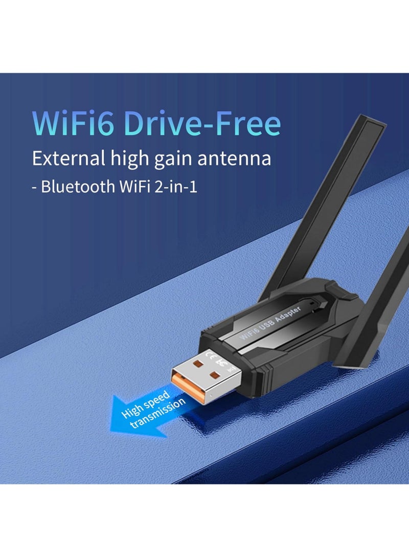 Rock Pow WiFi Bluetooth Adapter WiFi Adapter for Desktop PC - Dual-Band WiFi6 & Bluetooth 5.4 USB 900Mbps (2.4/5.8GHz) Plug-and-Play WPA3 Security - Windows 10/11 Compatible for PC/Laptop/Peripherals - Image 2