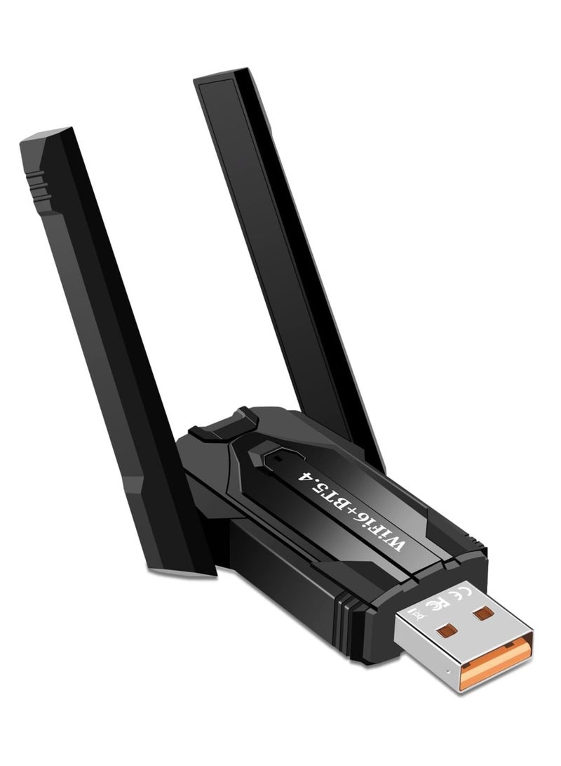 Rock Pow WiFi Bluetooth Adapter WiFi Adapter for Desktop PC - Dual-Band WiFi6 & Bluetooth 5.4 USB 900Mbps (2.4/5.8GHz) Plug-and-Play WPA3 Security - Windows 10/11 Compatible for PC/Laptop/Peripherals - Image 1
