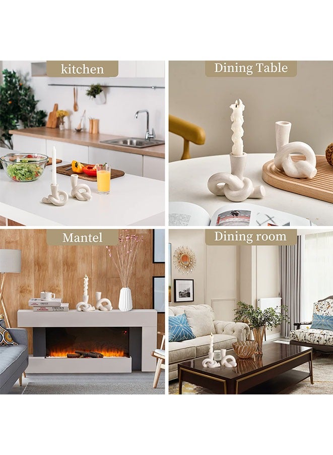 Muyixin 2 Pcs Pretty Ceramic Candle Holder, Modern Abstract Art Candlestick Holder Set, Table Centerpiece Taper Candle Holders Decorations Home Decor Wedding, Dinning, Party, Mantle, TV Stand, & Kitchen  - Image 5