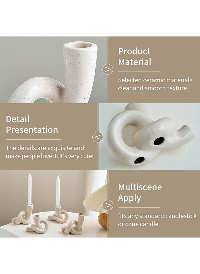 Muyixin 2 Pcs Pretty Ceramic Candle Holder, Modern Abstract Art Candlestick Holder Set, Table Centerpiece Taper Candle Holders Decorations Home Decor Wedding, Dinning, Party, Mantle, TV Stand, & Kitchen  - Image 4