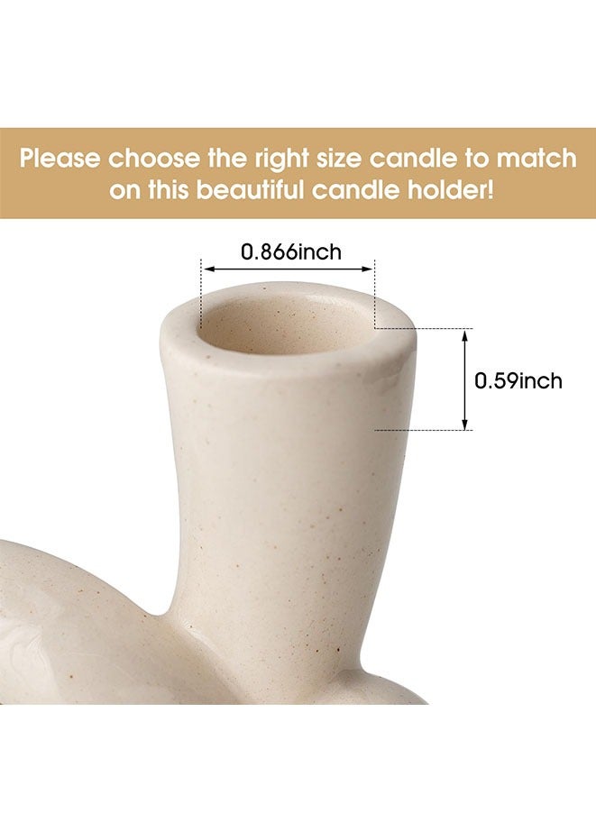 Muyixin 2 Pcs Pretty Ceramic Candle Holder, Modern Abstract Art Candlestick Holder Set, Table Centerpiece Taper Candle Holders Decorations Home Decor Wedding, Dinning, Party, Mantle, TV Stand, & Kitchen  - Image 3