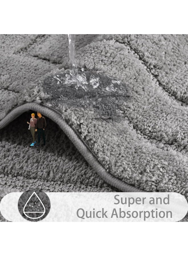 Non-Slip Bathroom Rug, 50 x 80 cm Plush Bath Mat, Super Soft and Water Absorbent, Microfiber Shower Mat, Machine Washable Floor Mat for Entryway, Kitchen, Tub and Shower-Gray - Image 2