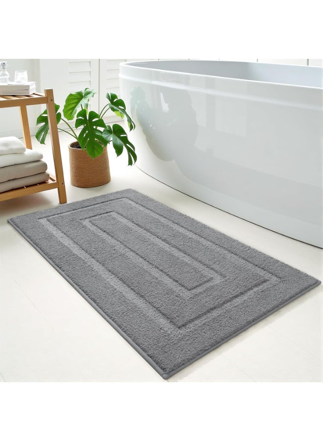 Non-Slip Bathroom Rug, 50 x 80 cm Plush Bath Mat, Super Soft and Water Absorbent, Microfiber Shower Mat, Machine Washable Floor Mat for Entryway, Kitchen, Tub and Shower-Gray - Image 1