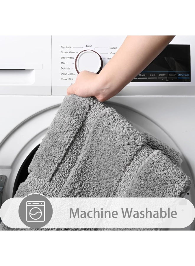 Non-Slip Bathroom Rug, 50 x 80 cm Plush Bath Mat, Super Soft and Water Absorbent, Microfiber Shower Mat, Machine Washable Floor Mat for Entryway, Kitchen, Tub and Shower-Gray - Image 5
