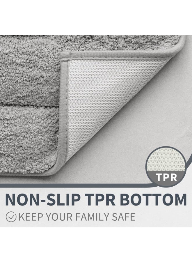 Non-Slip Bathroom Rug, 50 x 80 cm Plush Bath Mat, Super Soft and Water Absorbent, Microfiber Shower Mat, Machine Washable Floor Mat for Entryway, Kitchen, Tub and Shower-Gray - Image 4