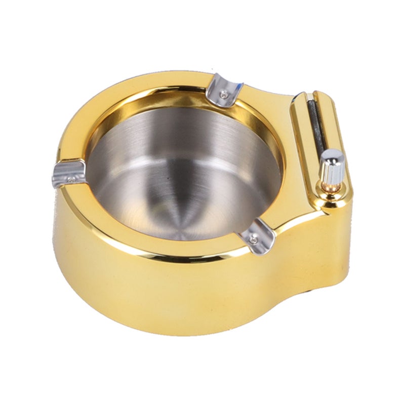 Cigarette Ashtray Stainless Steel Match Lighter Cigarette Ashtray for Home Office DecorationGold - Image 3
