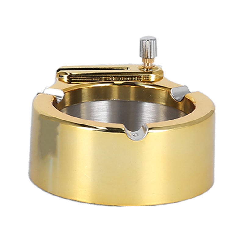 Cigarette Ashtray Stainless Steel Match Lighter Cigarette Ashtray for Home Office DecorationGold - Image 4