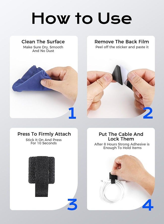 Reusable Cable Ties, 30pcs Self-Adhesive Hook and Loop Cable Ties, Cord Organizer for Appliances,Suitable for Office And Home Use, Cable Ties Can Easily Organize Desktop Wires and Network Cables  - Image 4