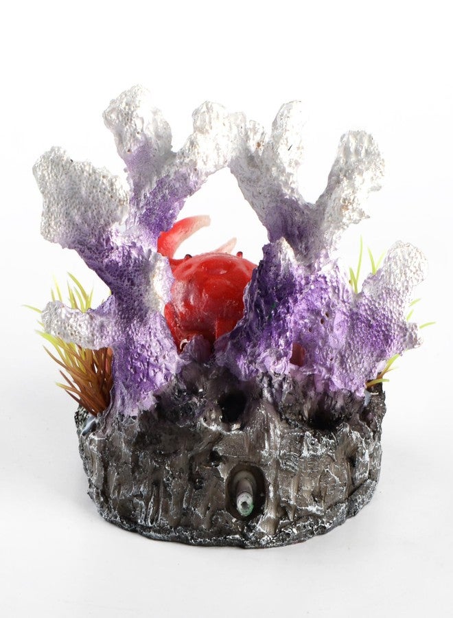 Saim Cute Coral & Crab Cave Air Bubbler Aquarium Decorations, Resin Oxygen Aerating Action Crab Ornament for Fish Tank Decor Fish Toy - Image 5