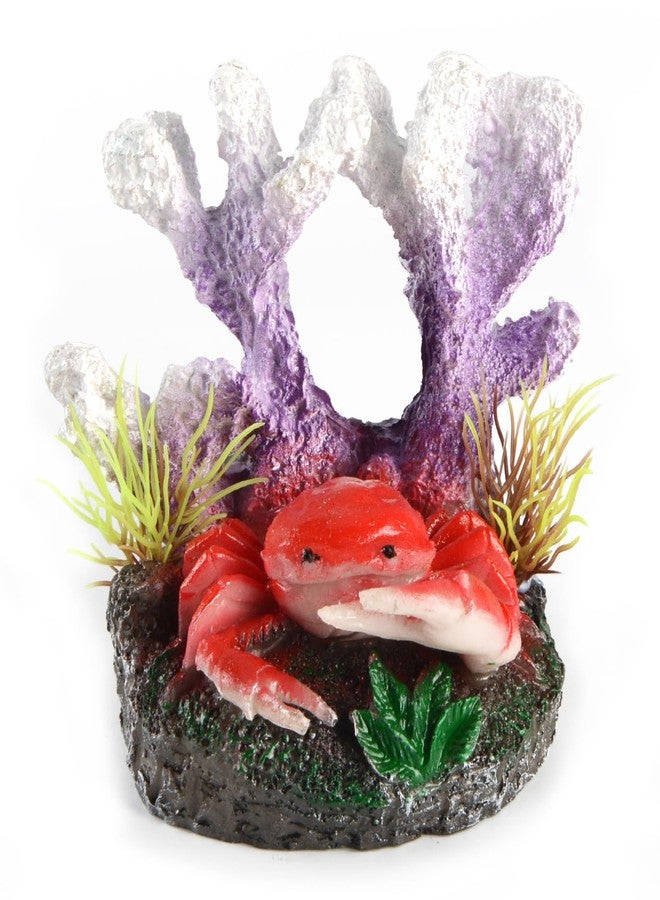 Saim Cute Coral & Crab Cave Air Bubbler Aquarium Decorations, Resin Oxygen Aerating Action Crab Ornament for Fish Tank Decor Fish Toy - Image 4