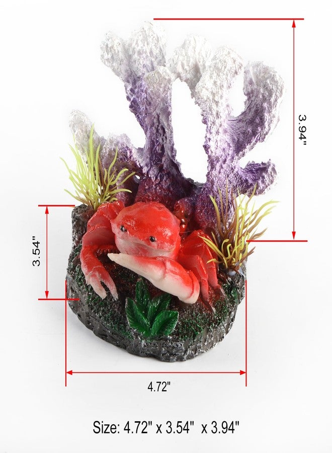 Saim Cute Coral & Crab Cave Air Bubbler Aquarium Decorations, Resin Oxygen Aerating Action Crab Ornament for Fish Tank Decor Fish Toy - Image 2