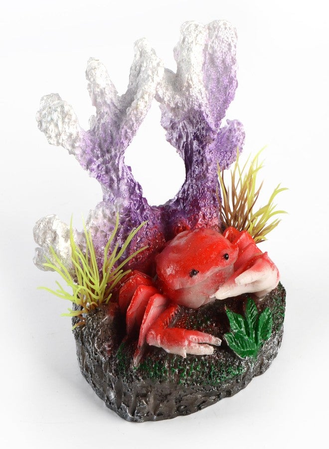 Saim Cute Coral & Crab Cave Air Bubbler Aquarium Decorations, Resin Oxygen Aerating Action Crab Ornament for Fish Tank Decor Fish Toy - Image 1