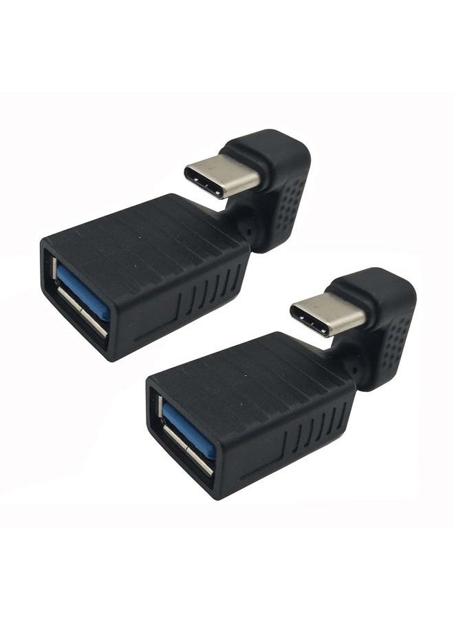 Traovien USB C 180 Degree Adapter (2-Pack), U Shape USB C to USB 3.0 A Male to Female Adapter Convertor Extension for Laptop, Tablet, Mobile Phone - Image 1