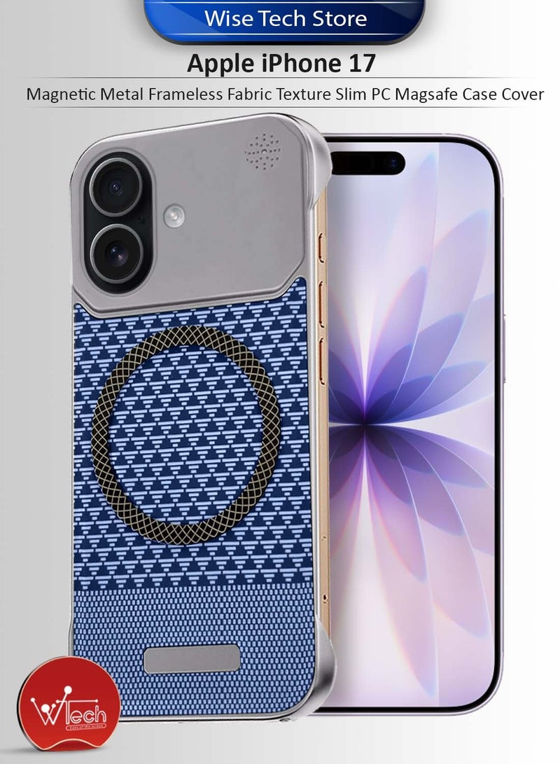دبليو تيك غطاء حافظة أيفون 17 5G 2025 معدن مغناطيسي بدون إطار بنسيج قماشي نحيف مع Magsafe (MCCPSN) - رمادي/أزرق - Image 1