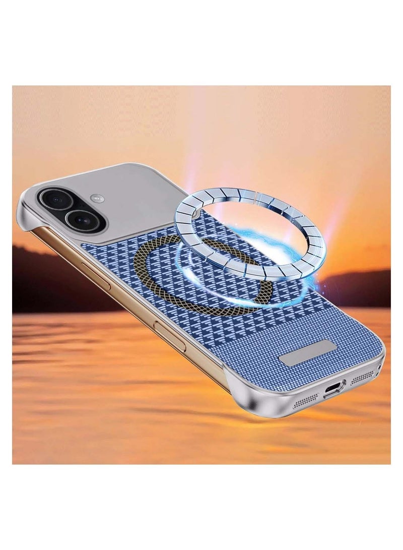 دبليو تيك غطاء حافظة أيفون 17 5G 2025 معدن مغناطيسي بدون إطار بنسيج قماشي نحيف مع Magsafe (MCCPSN) - رمادي/أزرق - Image 2