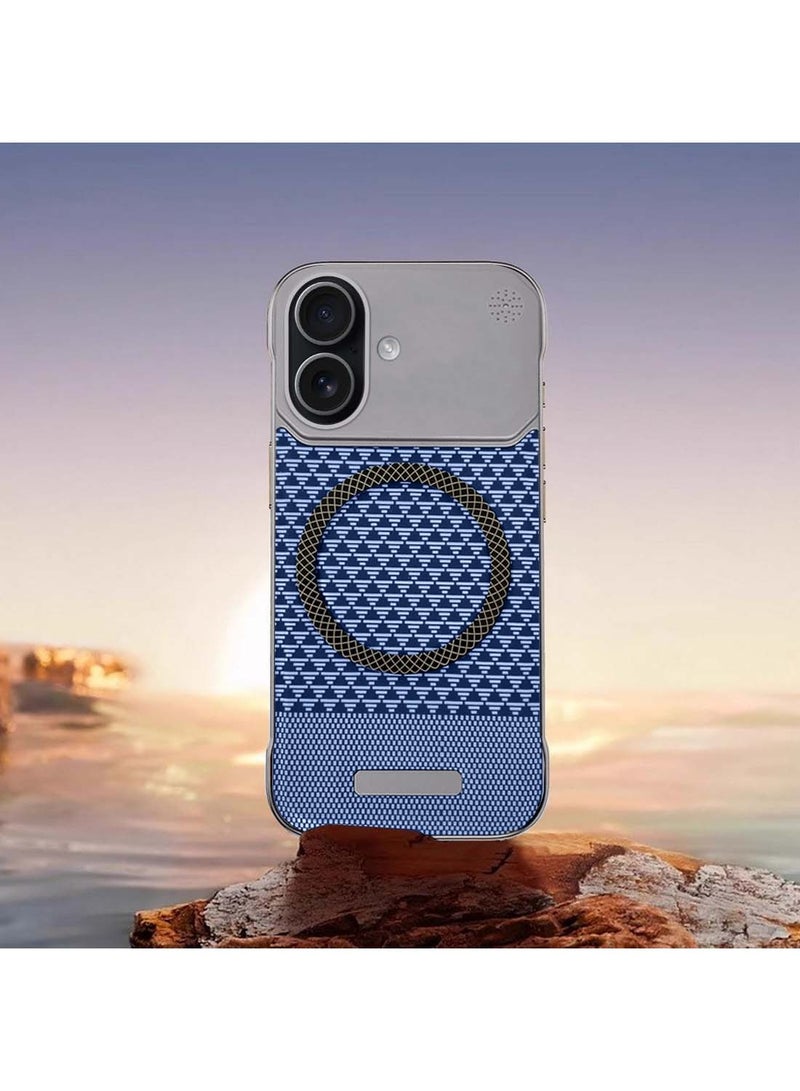 دبليو تيك غطاء حافظة أيفون 17 5G 2025 معدن مغناطيسي بدون إطار بنسيج قماشي نحيف مع Magsafe (MCCPSN) - رمادي/أزرق - Image 4