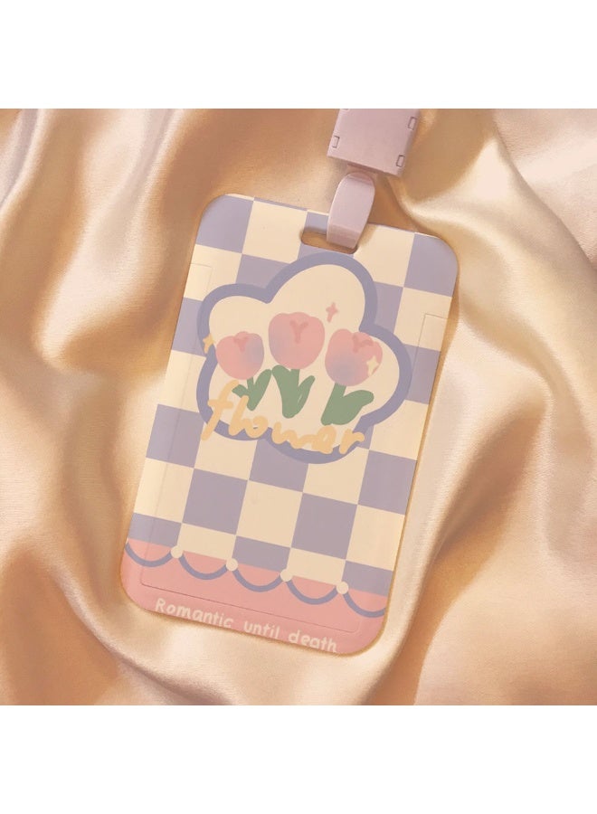 NIBEMINENT 1 - Piece Tulip Kpop Photo Card Holder Pendant Key Chain ID Badge Holder ID Card Holder Photo Card Protector for School ID Office ID Access Card for Women Girls