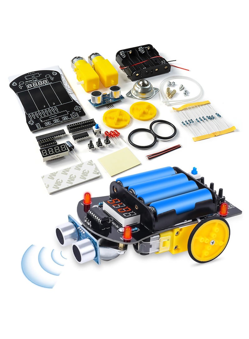 Soldering Practice Kit, Obstacle Avoidance Smart Car, Ultrasonic Ranging DIY Soldering Project Kit Beginners Learn to Solder Kit for Home and School Education with Paper English Manual - Image 1