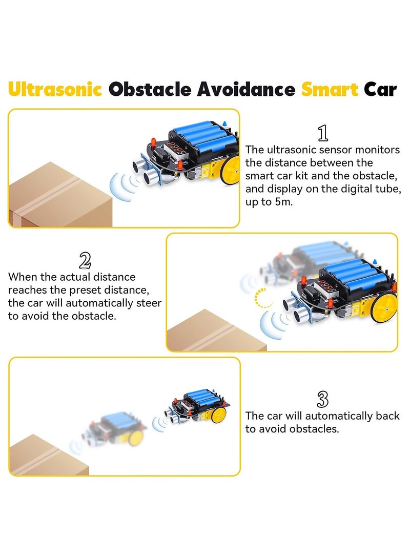 Soldering Practice Kit, Obstacle Avoidance Smart Car, Ultrasonic Ranging DIY Soldering Project Kit Beginners Learn to Solder Kit for Home and School Education with Paper English Manual - Image 3