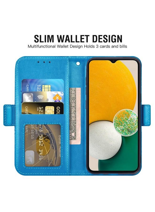Asuwish Compatible with Samsung Galaxy A13 5G Wallet Case and Tempered Glass Screen Protector Leather Flip Credit Card Holder Cell Phone Cover for Gaxaly A13 G5 Galaxies 13A SM A136U Women Men Blue - Image 2