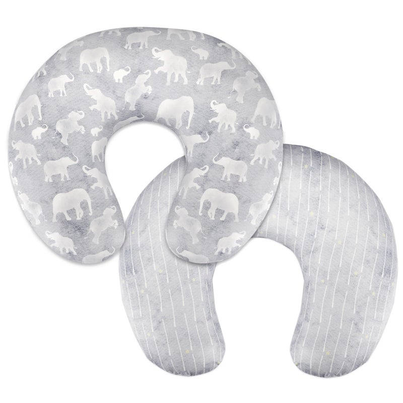 DILIMI Nursing Pillow Cover, Soft Stretchy Nursing Covers for Breastfeeding Pillows, 1 Pack Reversible Removable Slipcover for Baby Boy and Girls, Grey Elephant - Image 1