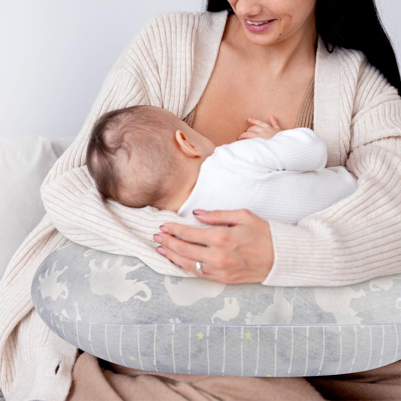 DILIMI Nursing Pillow Cover, Soft Stretchy Nursing Covers for Breastfeeding Pillows, 1 Pack Reversible Removable Slipcover for Baby Boy and Girls, Grey Elephant - Image 5