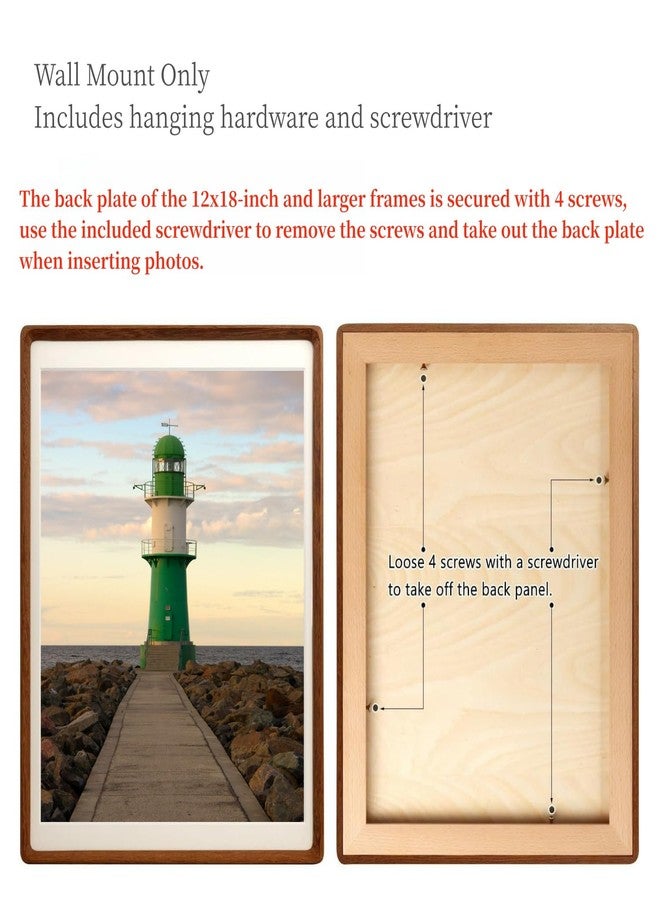 Zibrelte Natural Wood 16x20 Frames, Real Walnut Wood 16 x 20 Picture Frame with Mat for 12x16, Rounded Corner 16x20 Poster Frame for Horizontal or Vertical Gallery Wall Hanging - Image 2