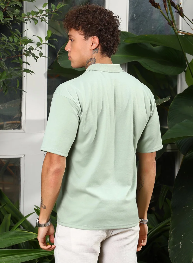 CAHOOT  Men's Sage Green Solid Polo T-Shirt for Men | Best Price UAE