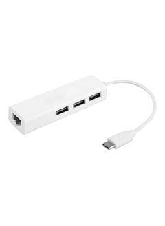 نيبمينينت موزع شبكة إيثرنت طراز U3-239 بمنفذ USB 3.1 Type C إلى ثلاثة منافذ 2.0 أبيض 