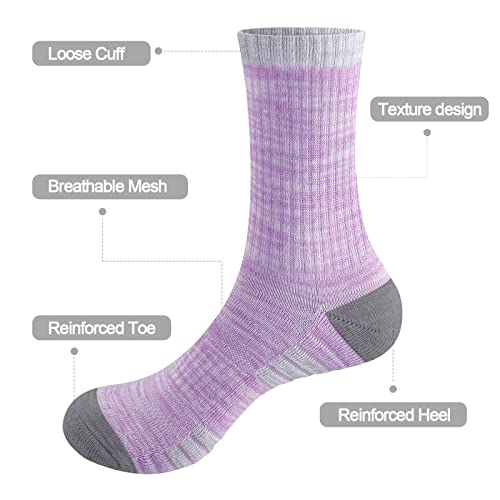 YUEDGE Womens Socks Moisture Wicking Cotton Cushioned Crew Socks For Women Size 6-9, Performance Gym Tennis Training Hiking Athletic Socks, Multicolor, 5 Pairs - Image 3