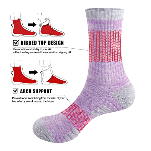 YUEDGE Womens Socks Moisture Wicking Cotton Cushioned Crew Socks For Women Size 6-9, Performance Gym Tennis Training Hiking Athletic Socks, Multicolor, 5 Pairs - Image 4