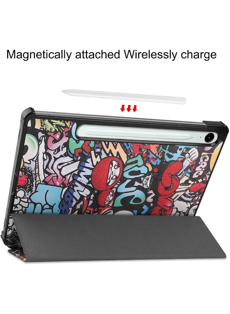 VKL Case Compatible with Galaxy Tab S10 Lite 10.9 inch 2025 Tri-Fold Smart Tablet Case, Hard PC Back Shell Slim Stand Folio Case Cover [Support Pen Magnetic Charging] (Graffiti) - Image 3